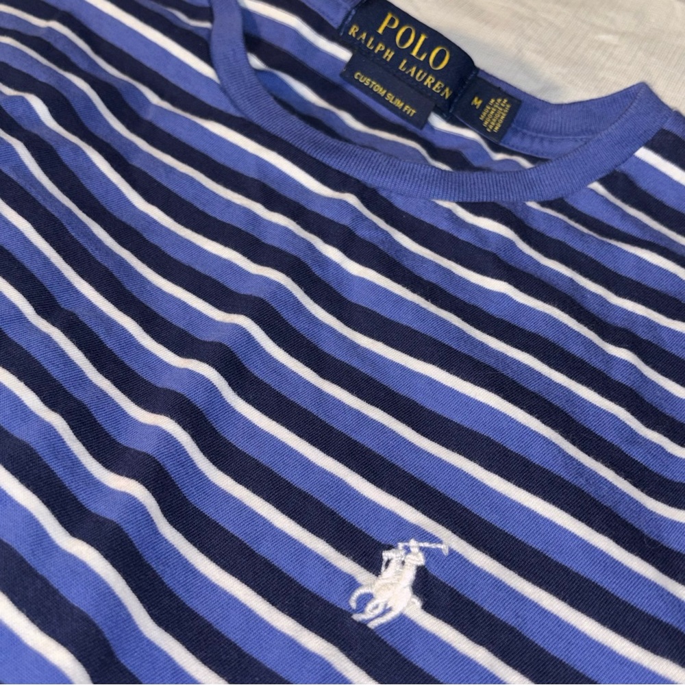 Polo Ralph Lauren Vintage Blue Label Mens Sz.M Pullover T Shirt Y2K Style EUC - Picture 4 of 9
